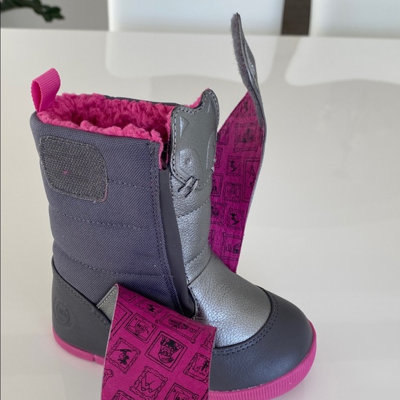 NEW Livie & Luca Fox Silver/Pink Rainbow Fleece Leather Boots girls toddler 8 - Picture 7 of 14